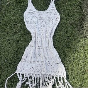 White Crochet Sleeveless Dress